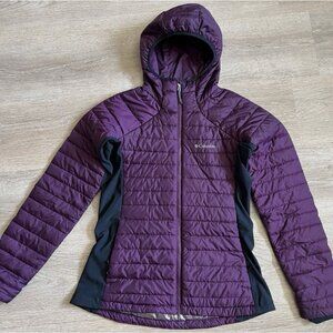 Columbia Jacket Women's Large Purple TurboDown 750TD Omni-Heat Zip Puffer Hooded